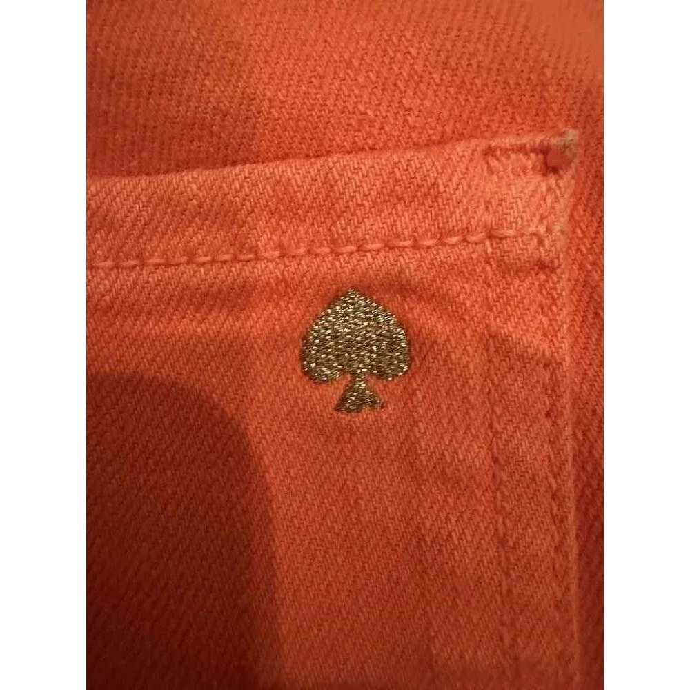 Kate Spade Perry Street Straight Jeans Womens 30 Orange Stretch Made in USA Gold